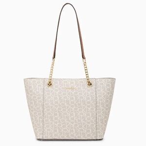 CK MONOGRAM CHAINLINK TOTE BAG